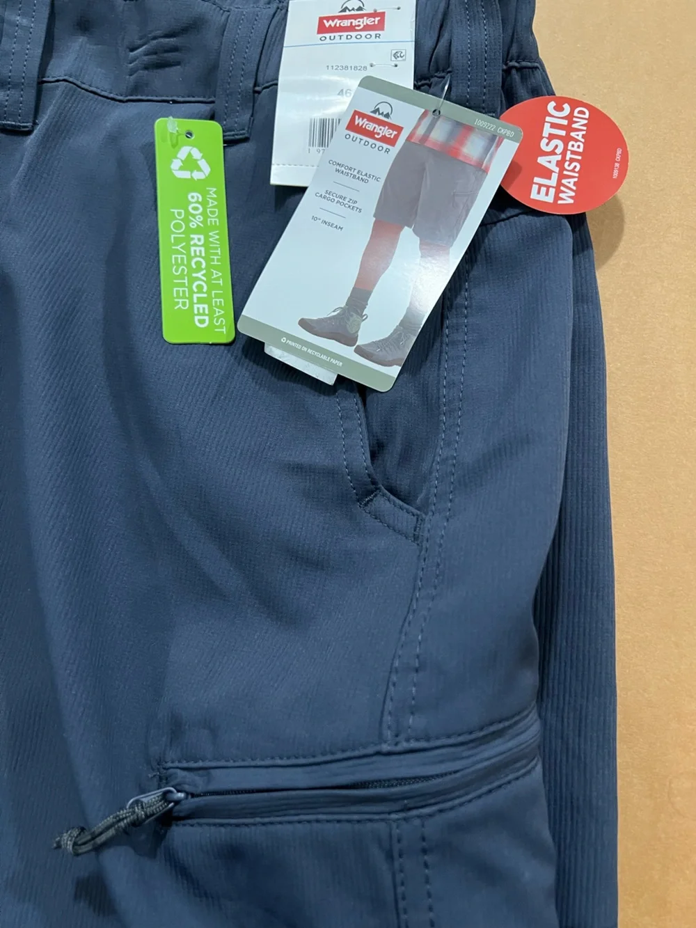 2 Wrangler Shorts Size 46. Utility Cargo Relaxed Fit. Gray and Blue. Inseam 10”